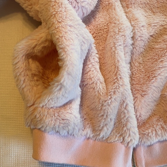 Forever 21 Ribbed Fluffy Faux Fur Pink Zipped Jacket Size Small - Picture 9 of 12